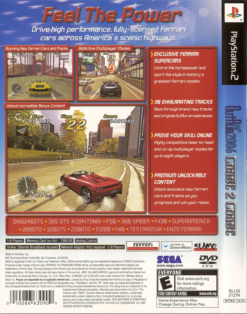 OutRun 2006: Coast 2 Coast box back