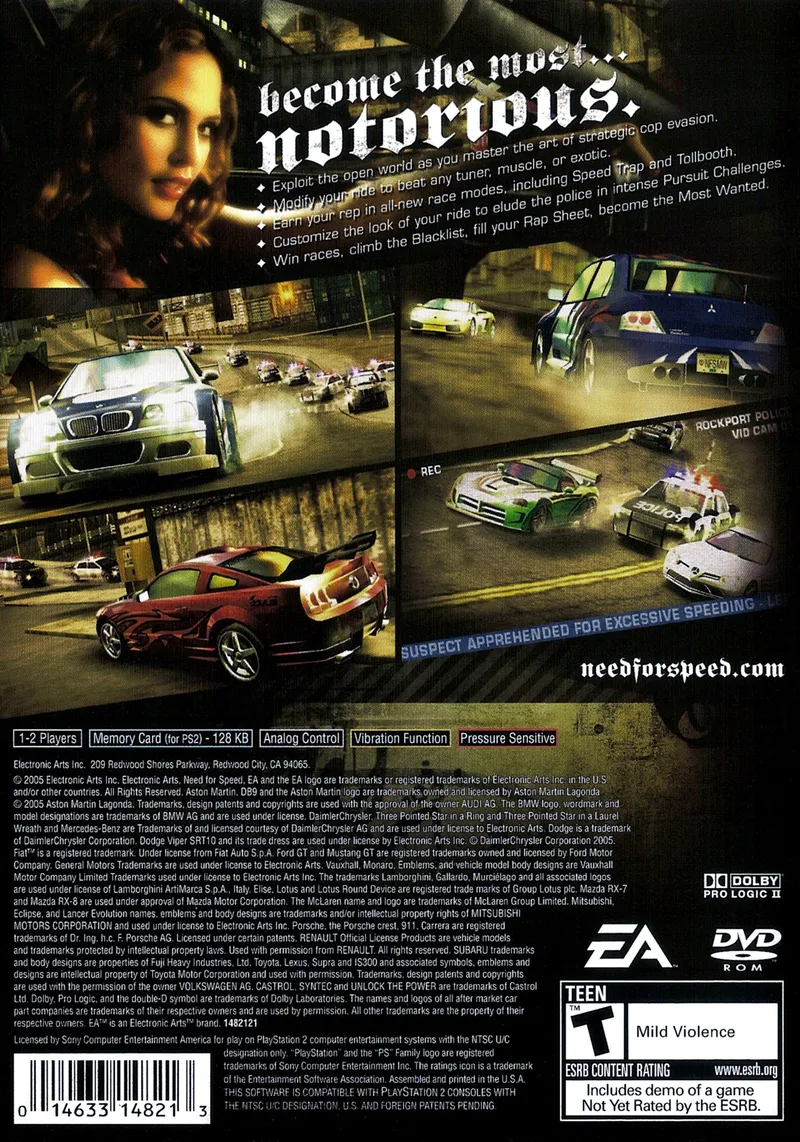 Need for Speed: Most Wanted box back