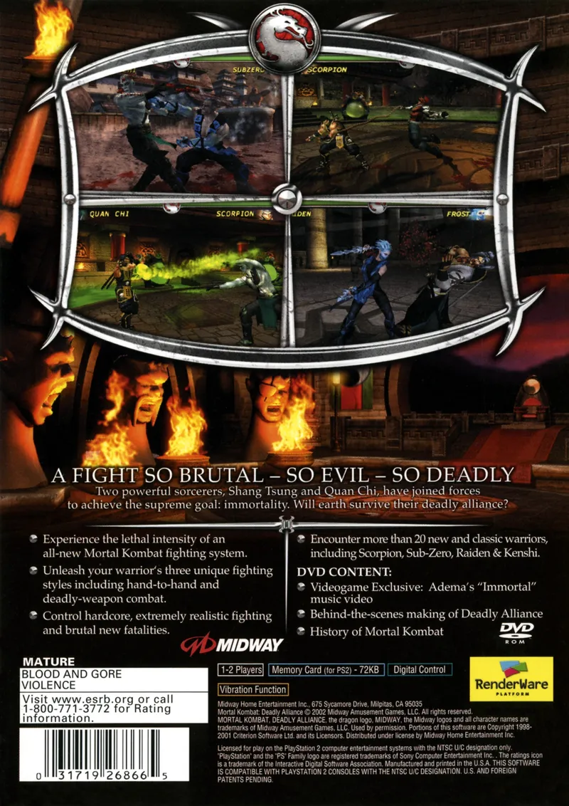 Mortal Kombat: Deadly Alliance box back
