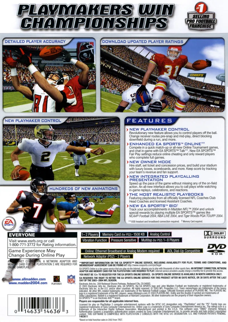 Madden NFL 2004 box back
