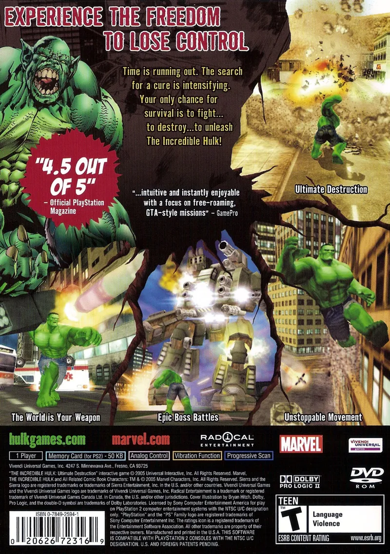 The Incredible Hulk: Ultimate Destruction box back