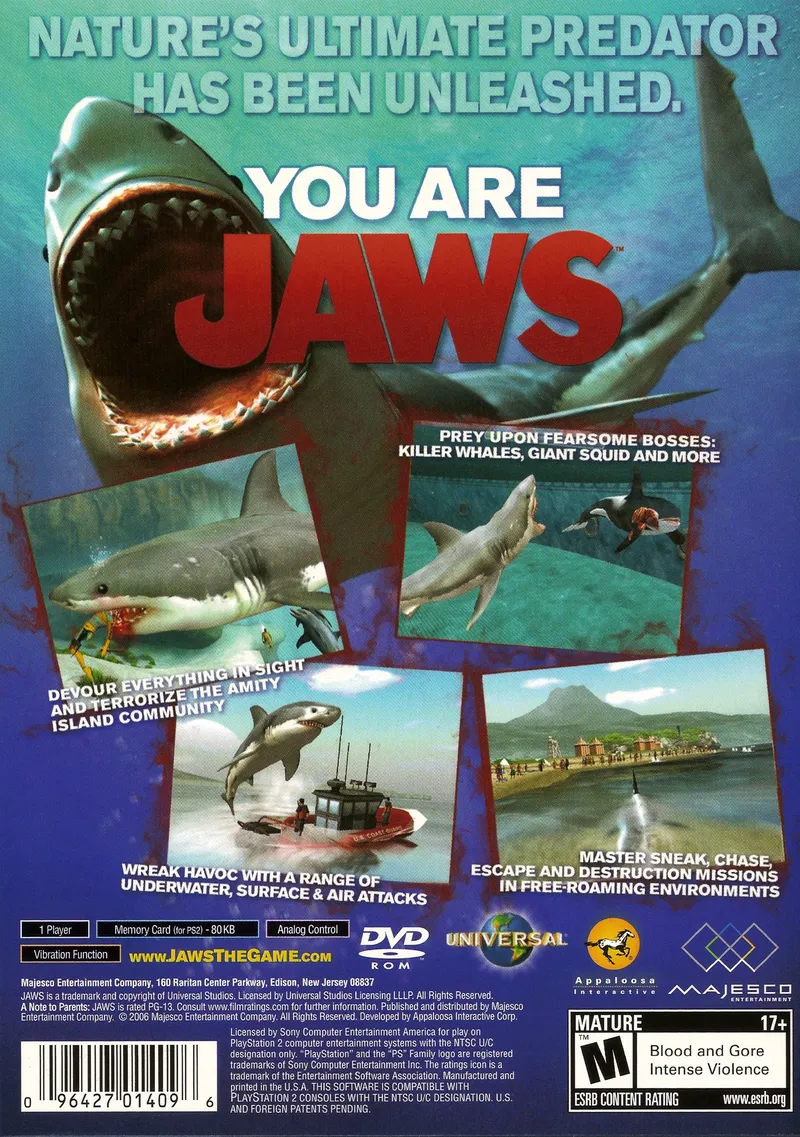 Jaws: Unleashed box back