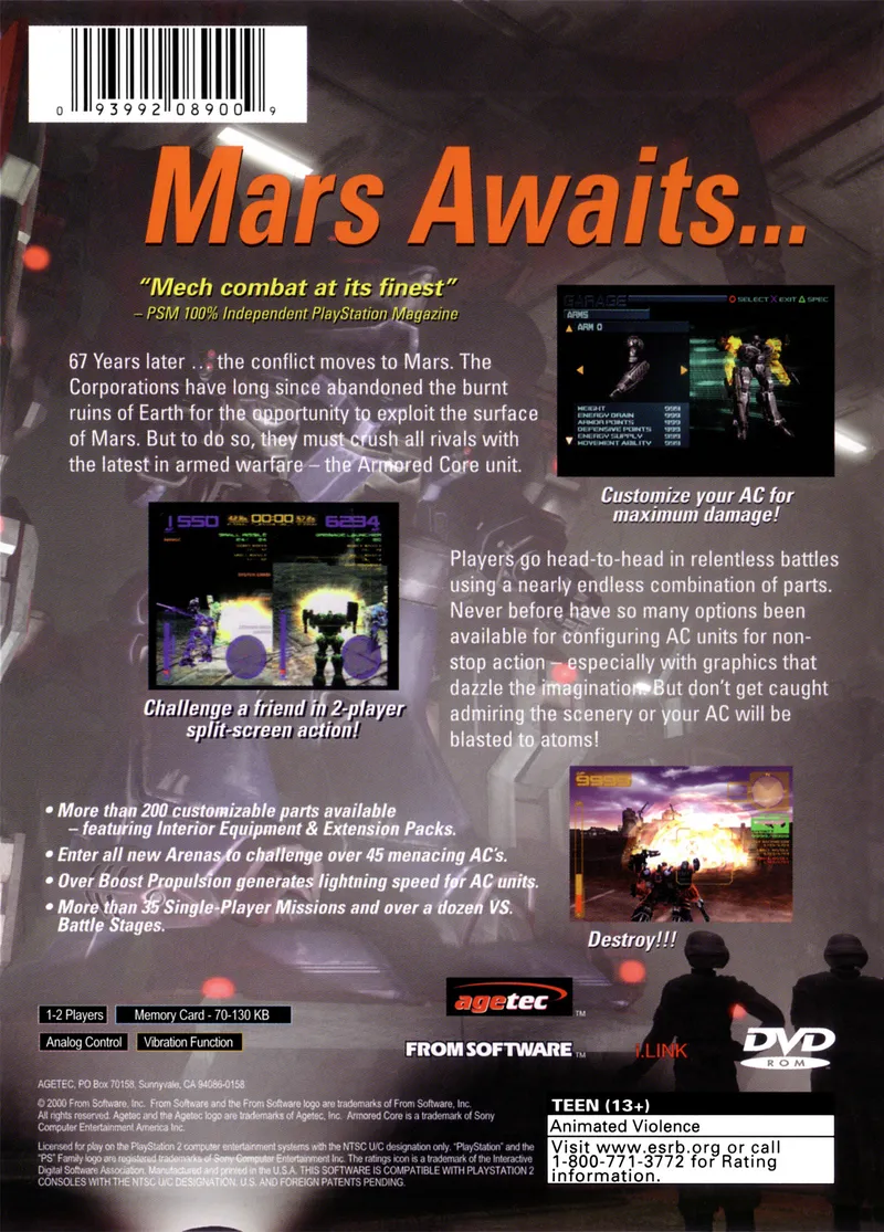 Armored Core 2 box back