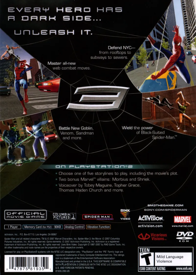 Spider-Man 3 box back