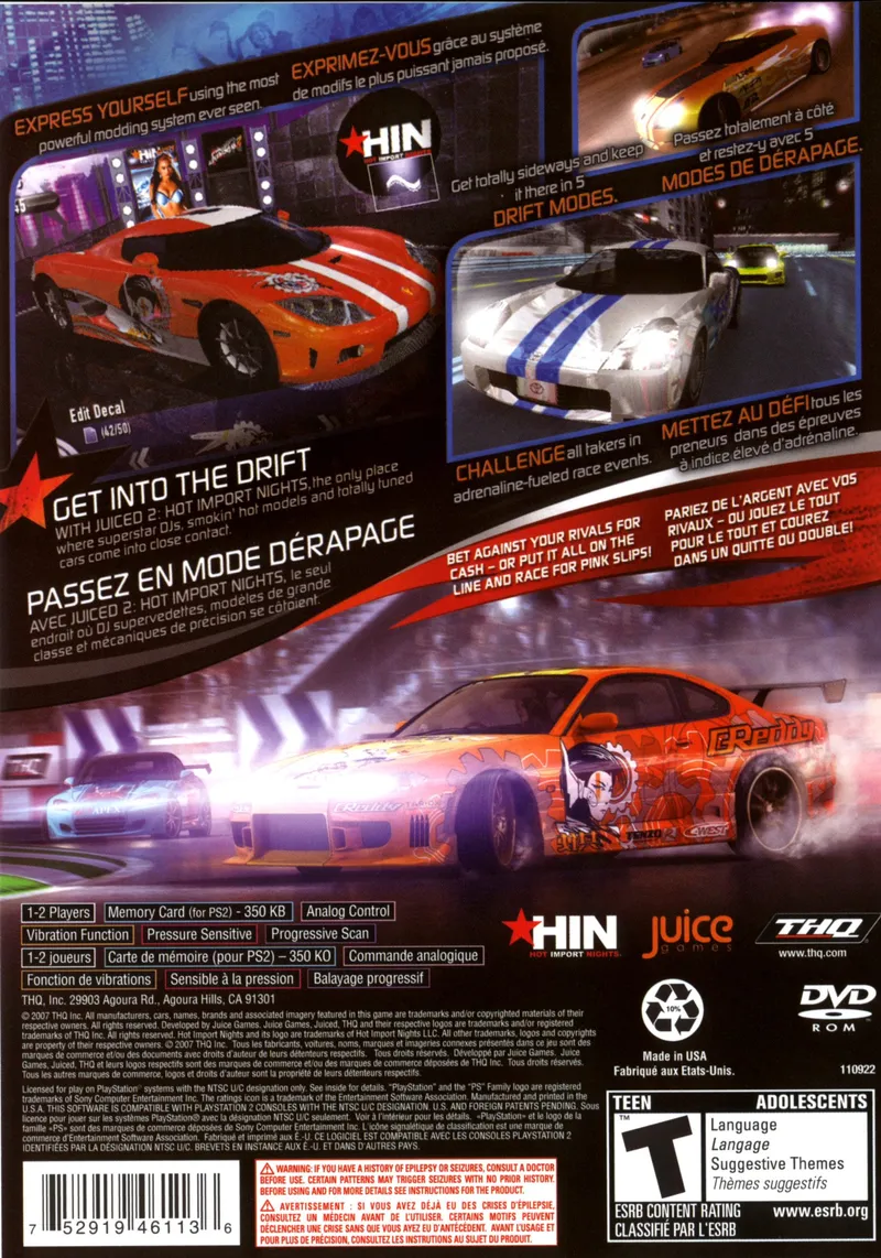 Juiced 2: Hot Import Nights box back