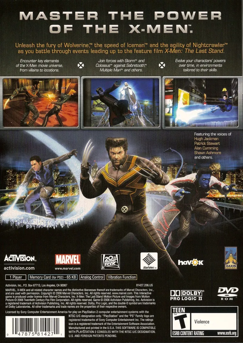 X-Men: The Official Game box back