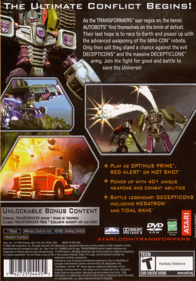 Transformers box back