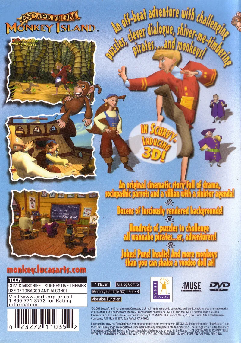 Escape from Monkey Island box back