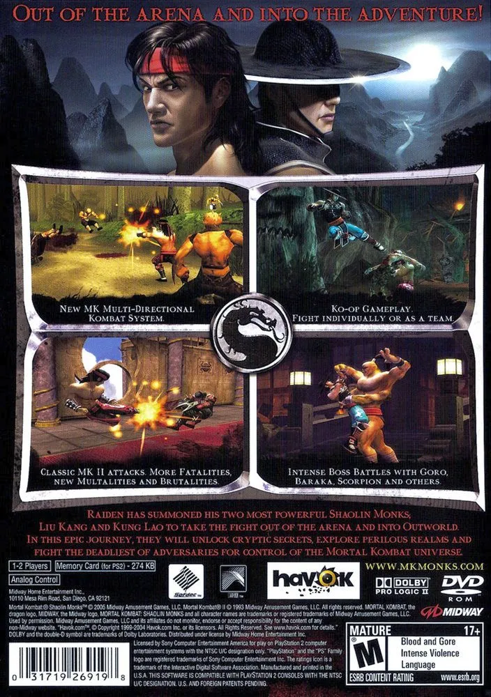 Mortal Kombat: Shaolin Monks box back
