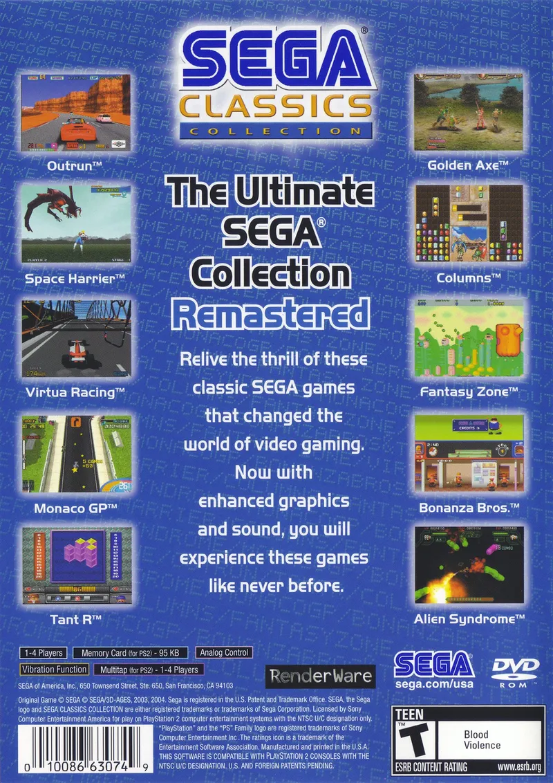 Sega Classics Collection box back