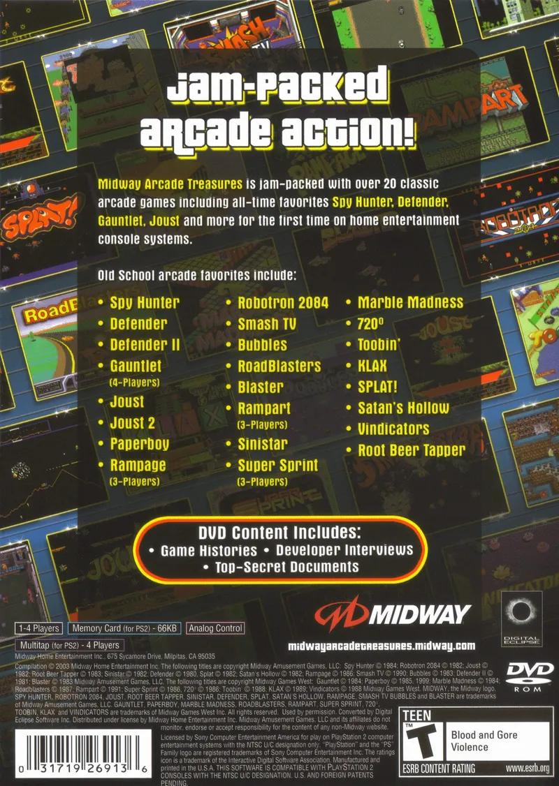 Midway Arcade Treasures box back