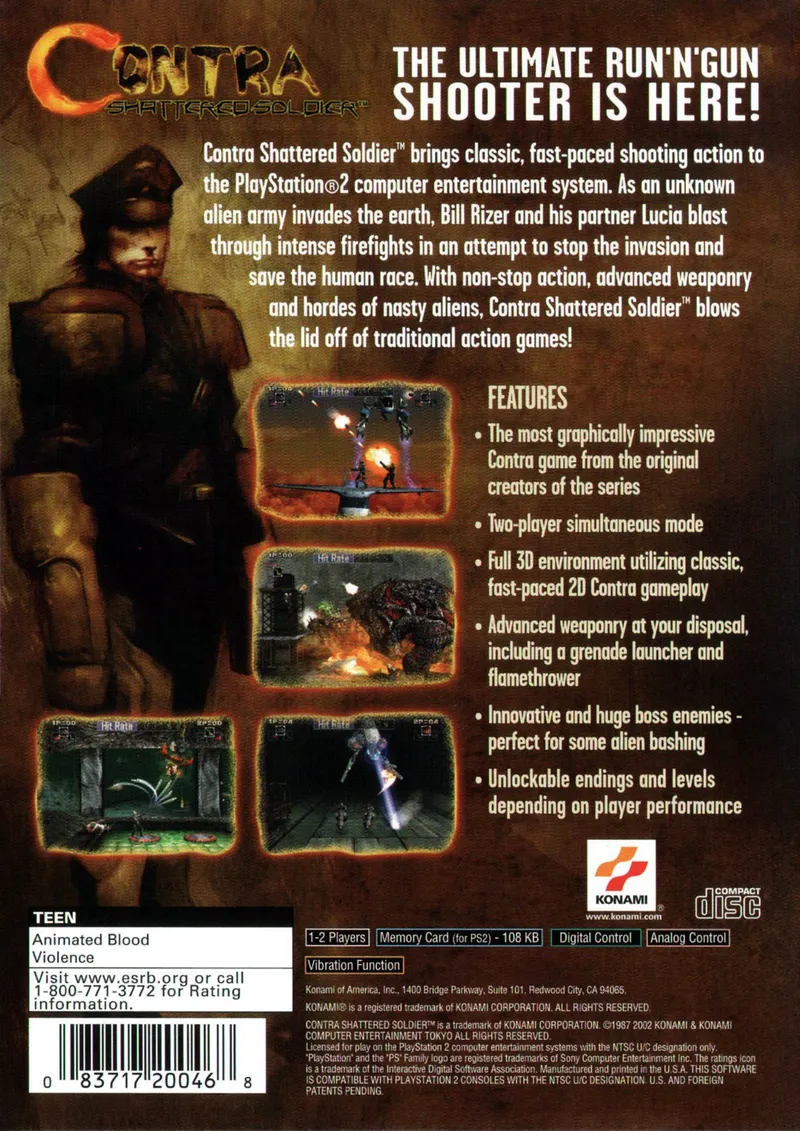 Contra: Shattered Soldier box back