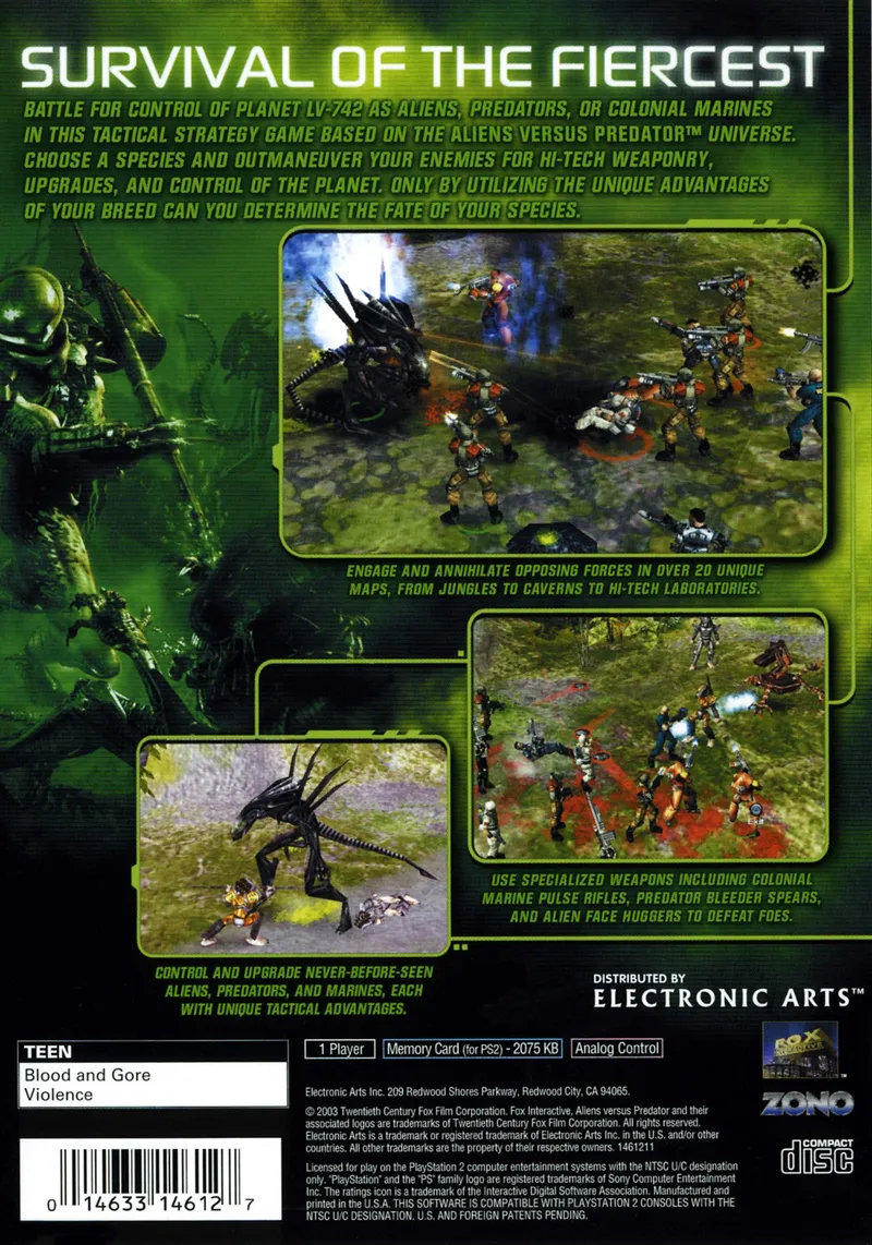 Aliens Versus Predator: Extinction box back