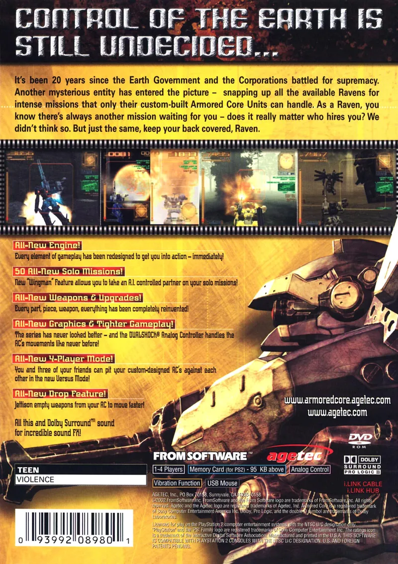 Armored Core 3 box back