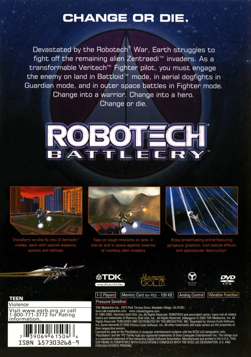 Robotech: Battlecry box back
