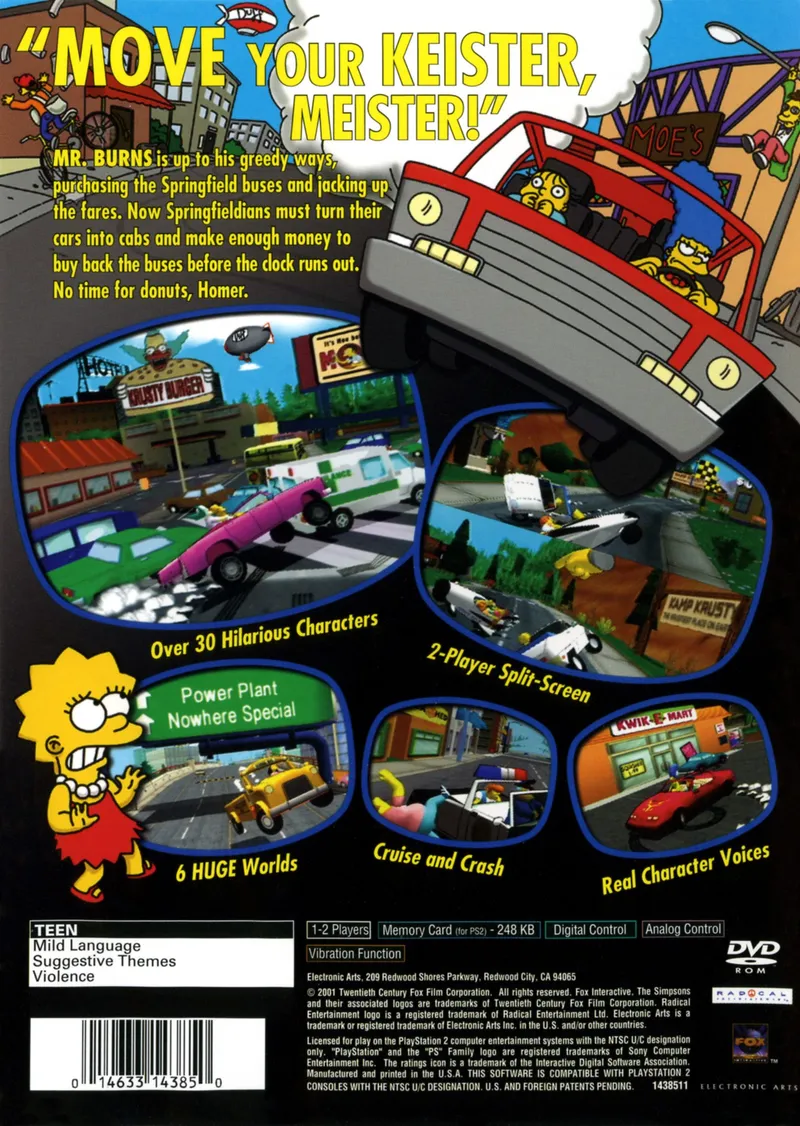 The Simpsons: Road Rage box back