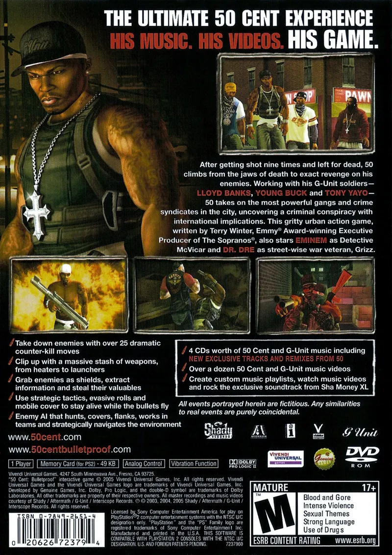 50 Cent: Bulletproof box back