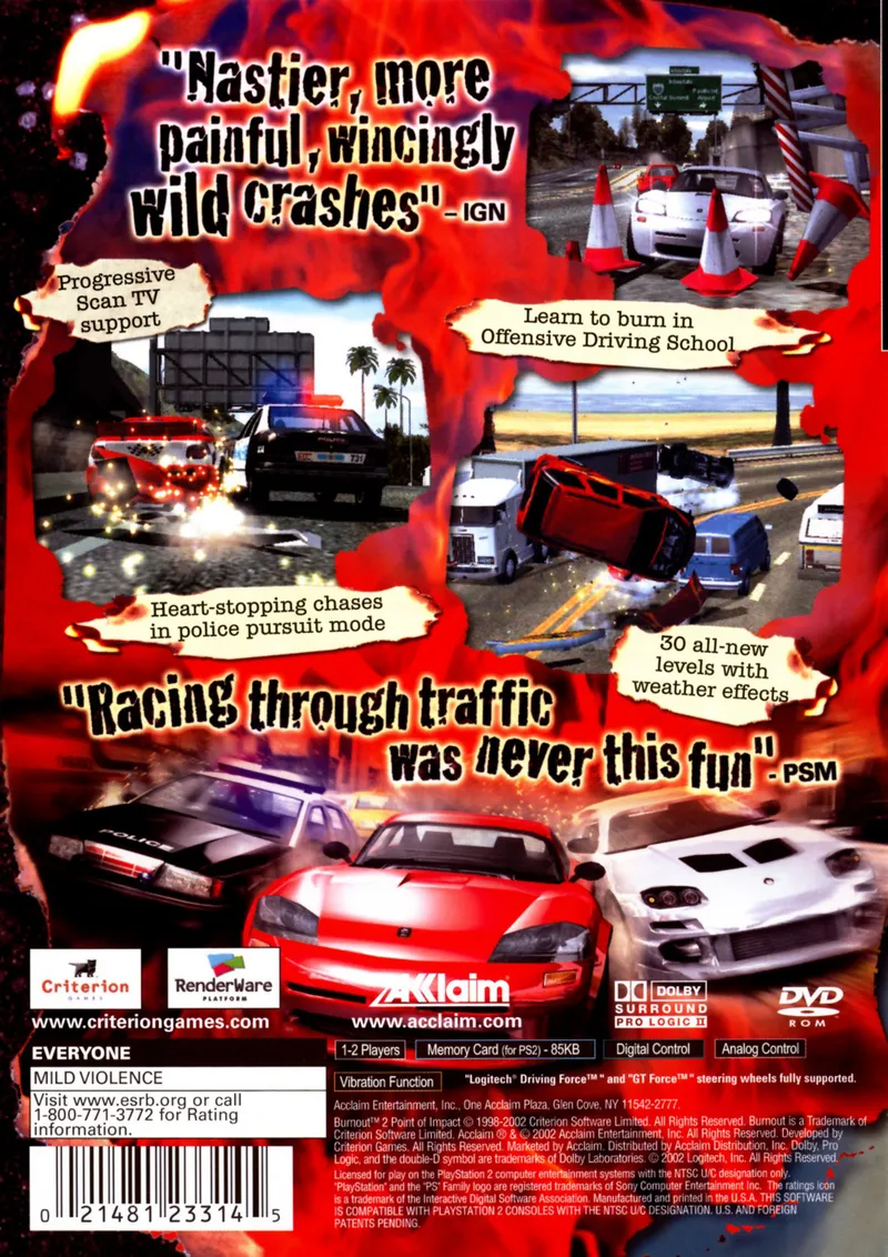 Burnout 2: Point of Impact box back