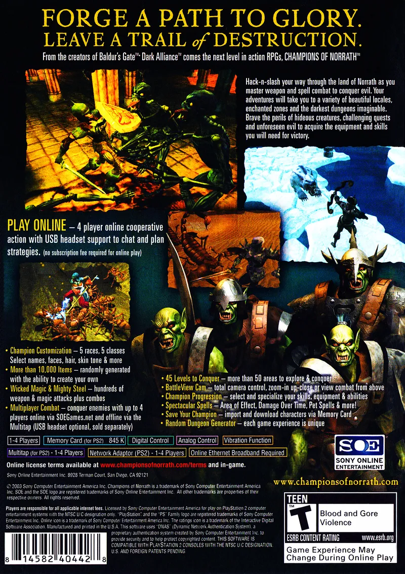 Champions of Norrath box back