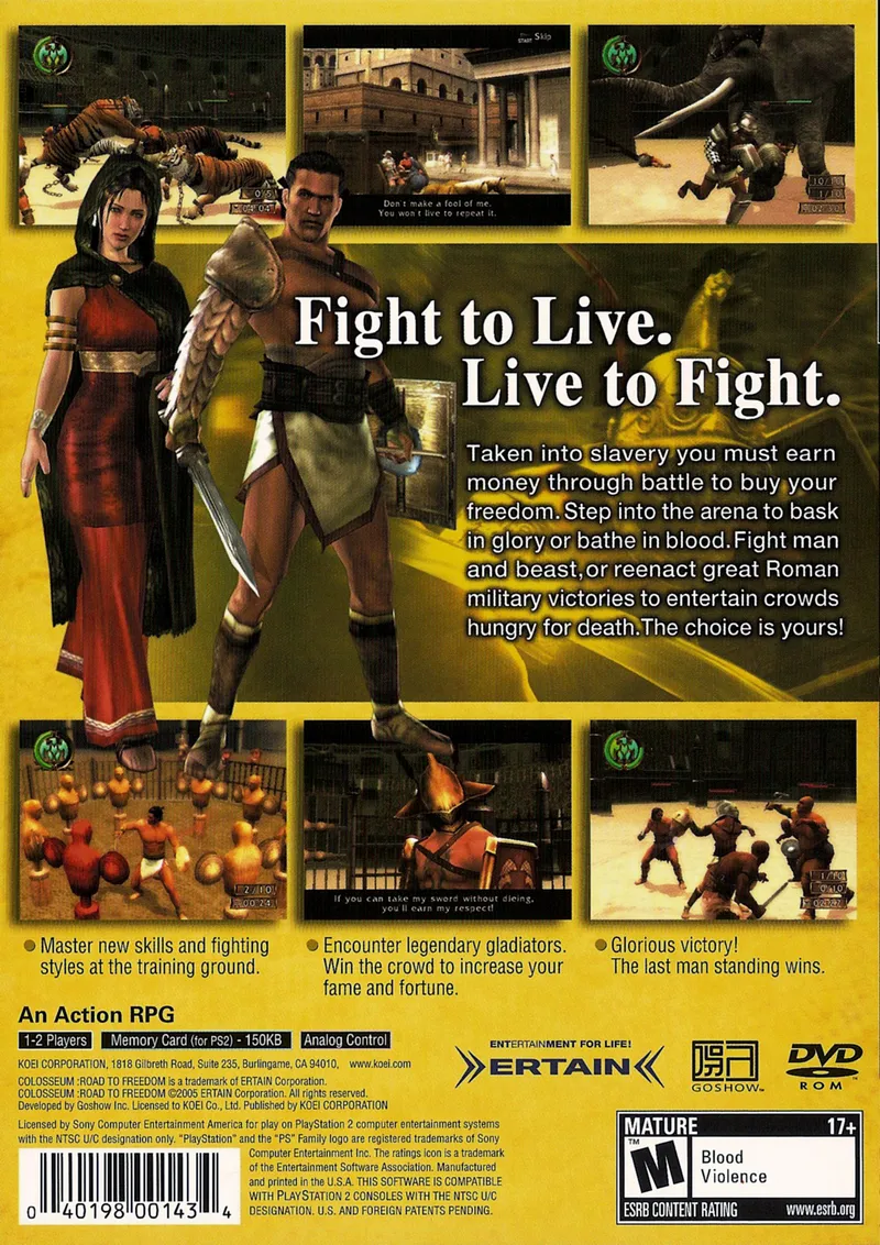 Colosseum: Road to Freedom box back