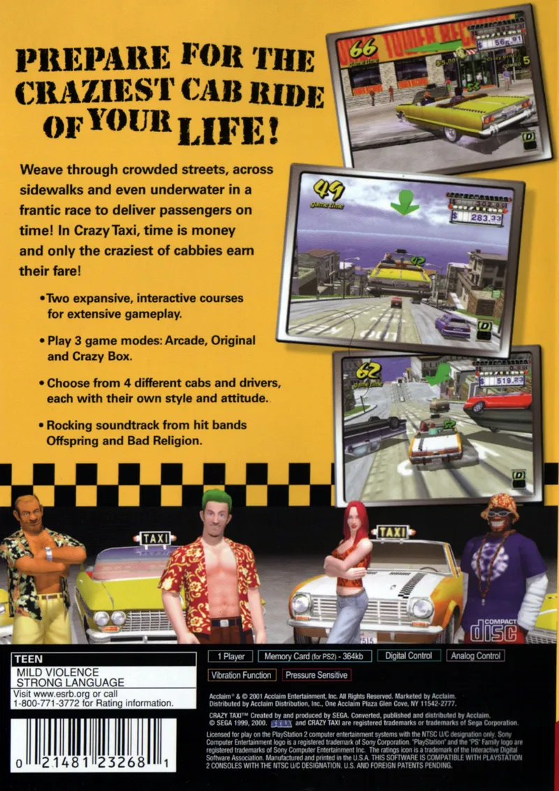 Crazy Taxi box back
