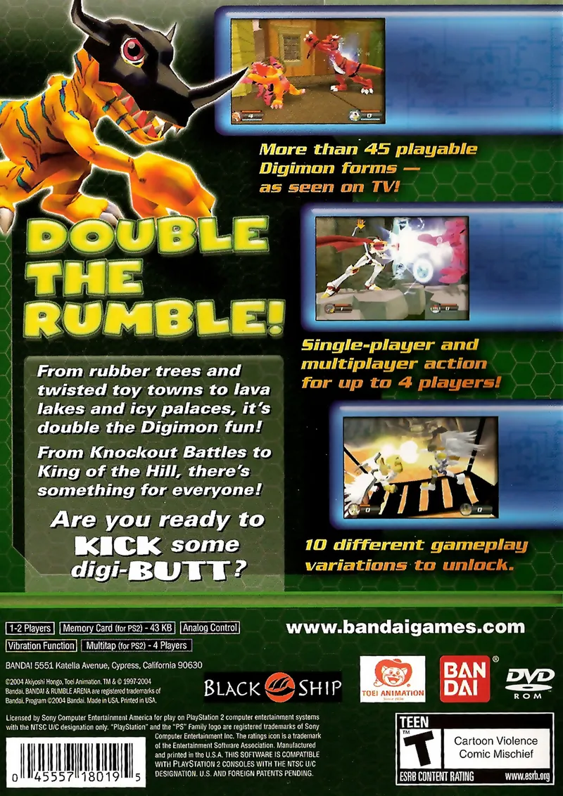 Digimon Rumble Arena 2 box back