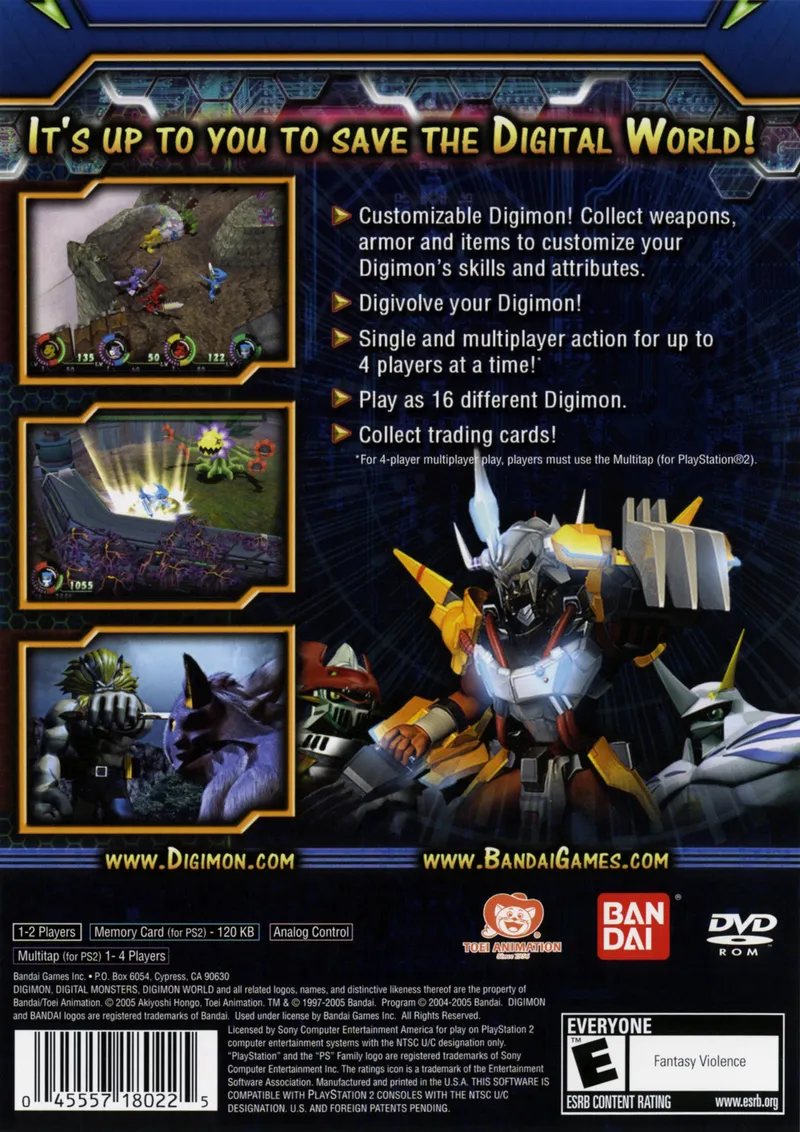 Digimon World 4 box back