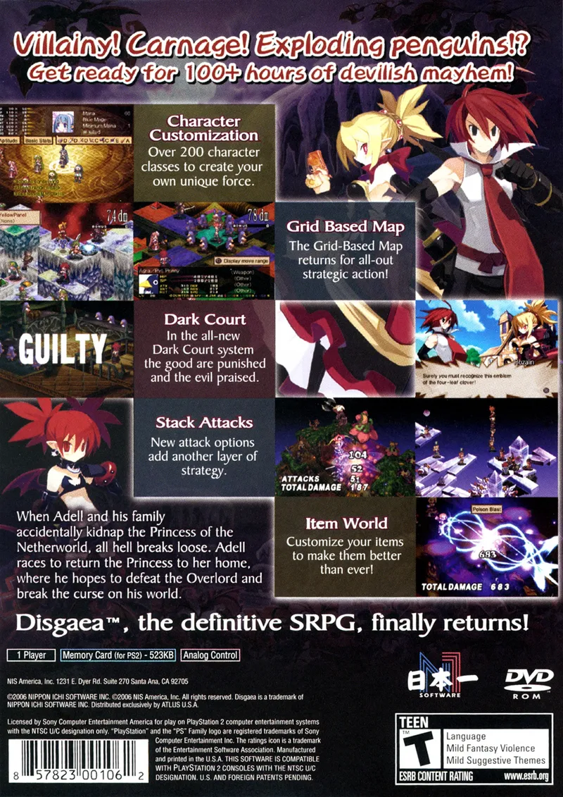 Disgaea 2: Cursed Memories box back