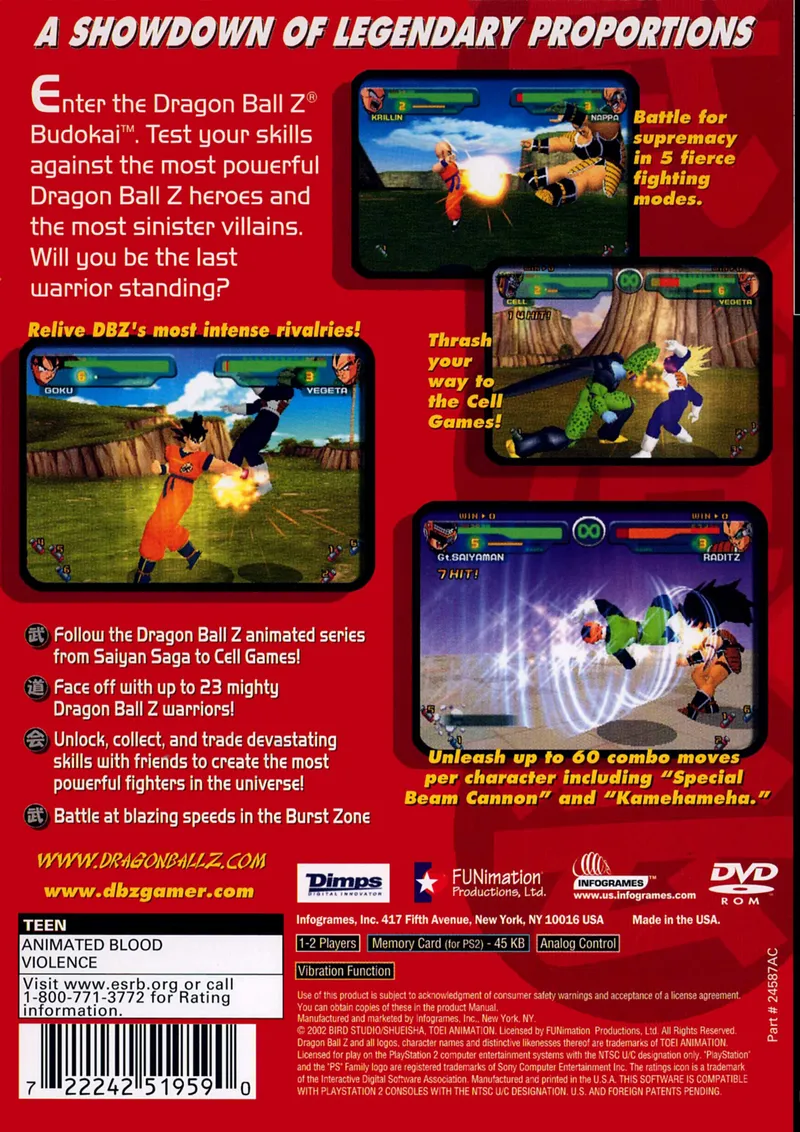 Dragon Ball Z: Budokai box back