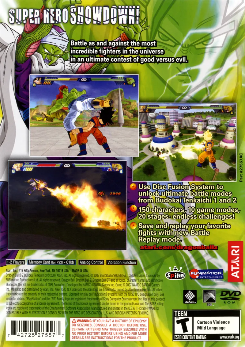 Dragon Ball Z: Budokai Tenkaichi 3 box back