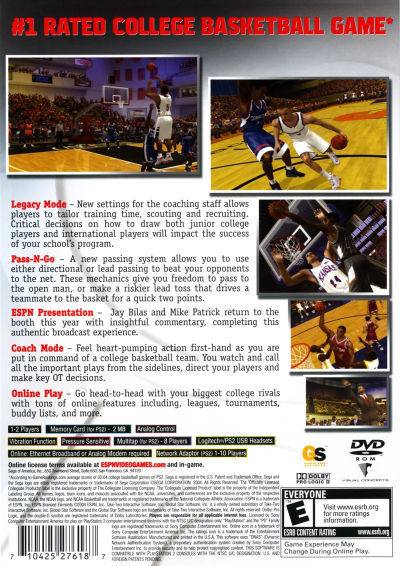 ESPN College Hoops 2K5 box back