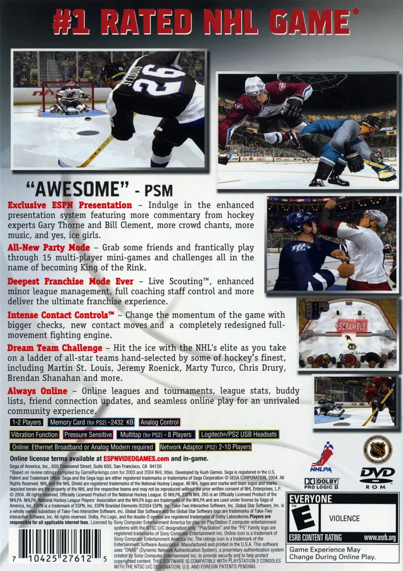 ESPN NHL 2K5 box back