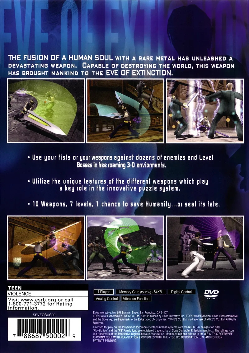 EOE: Eve of Extinction box back
