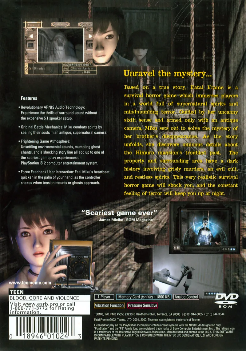 Fatal Frame box back