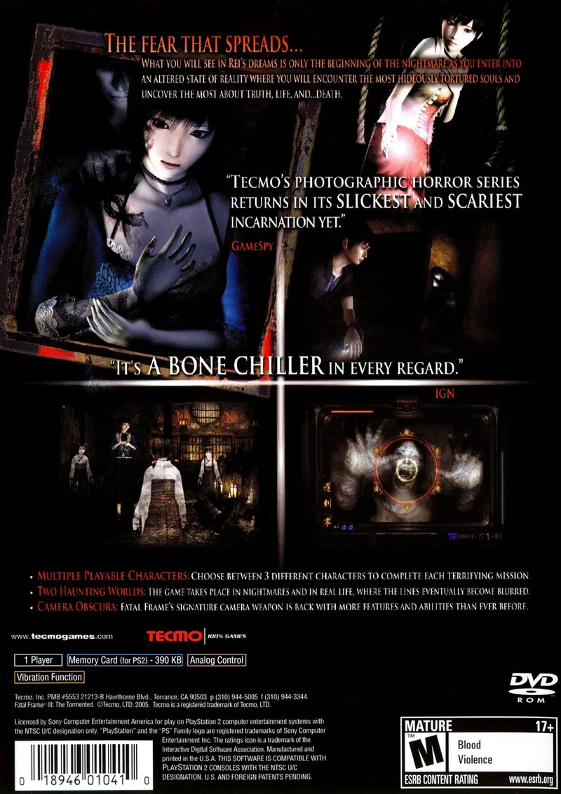 Fatal Frame III: The Tormented box back