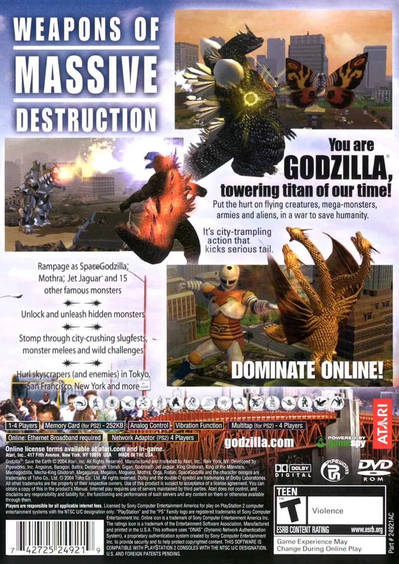Godzilla: Save the Earth box back
