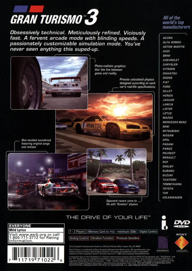Gran Turismo 3: A-Spec box back
