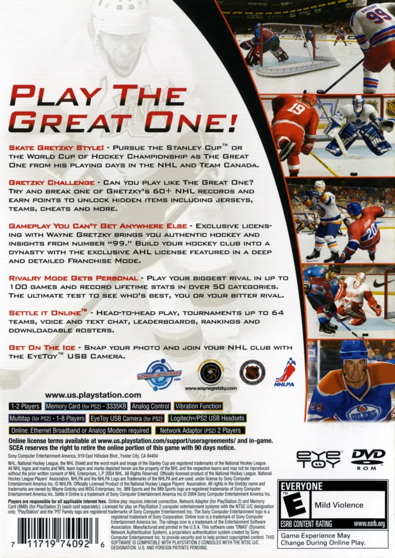 Gretzky NHL 2005 box back