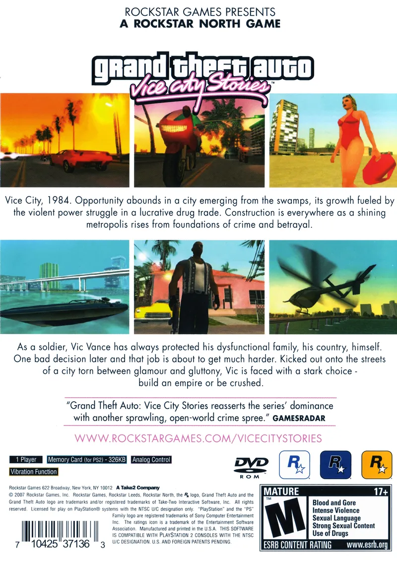 Grand Theft Auto: Vice City Stories box back