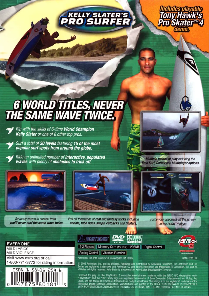 Kelly Slater's Pro Surfer box back