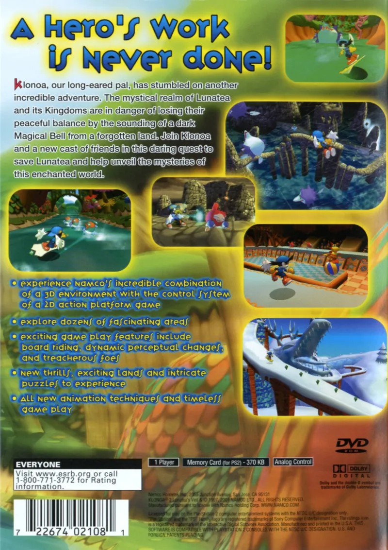 Klonoa 2: Lunatea's Veil box back