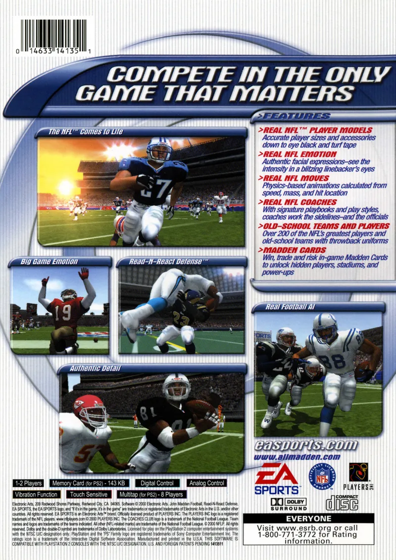 Madden NFL 2001 box back
