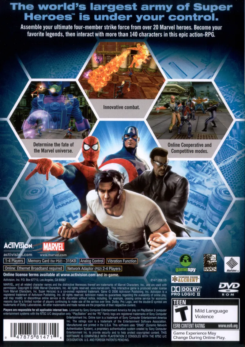 Marvel: Ultimate Alliance box back