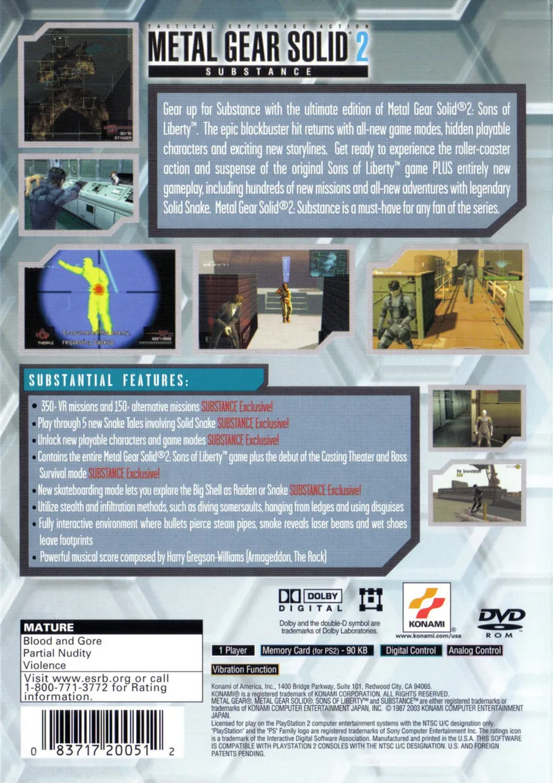 Metal Gear Solid 2: Substance box back
