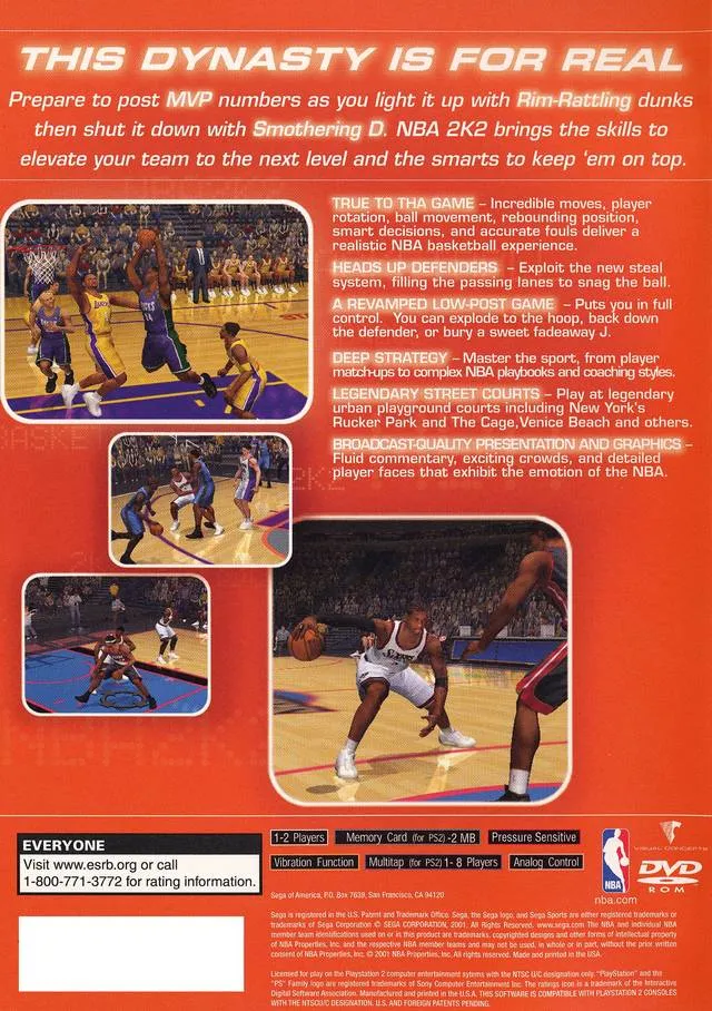 NBA 2K2 box back