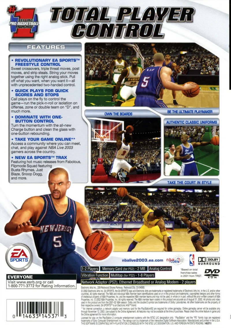 NBA Live 2003 box back