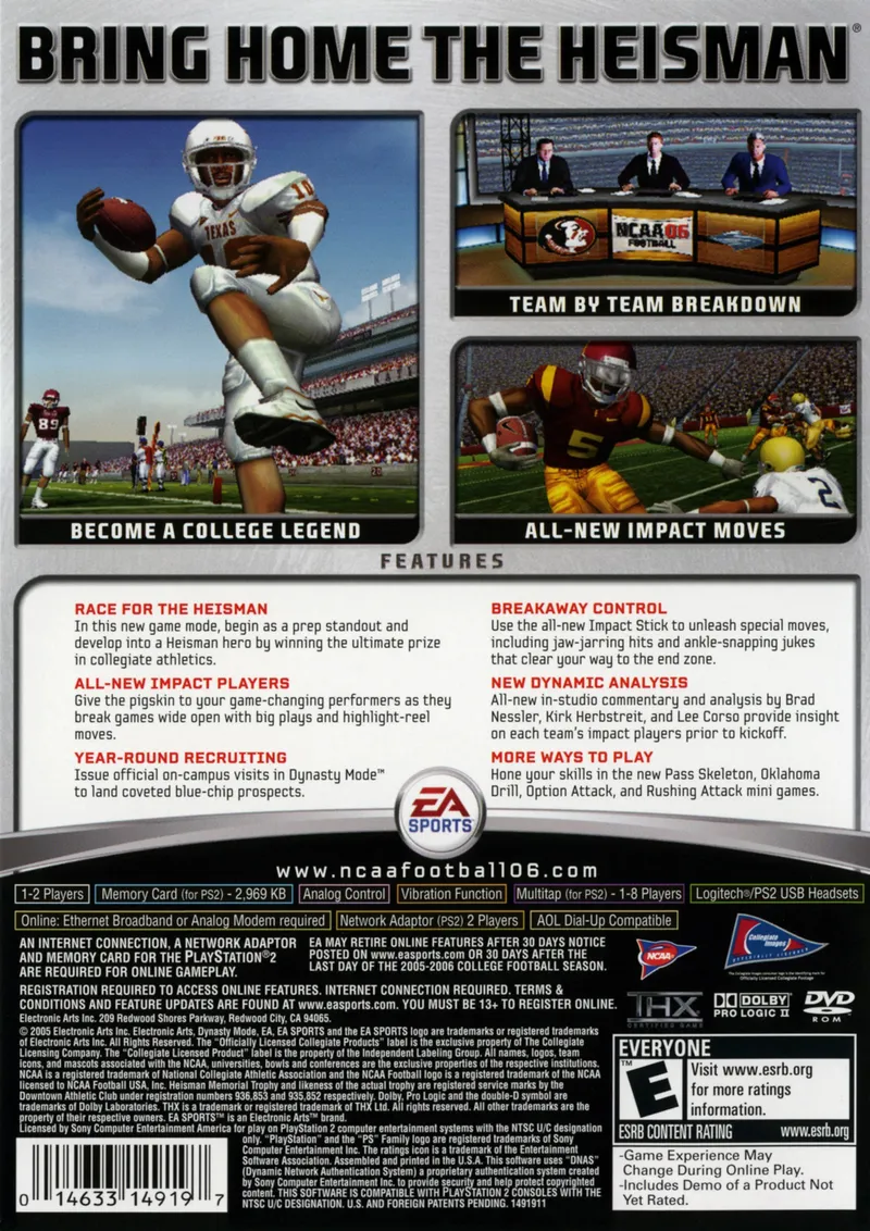NCAA Football 06 box back