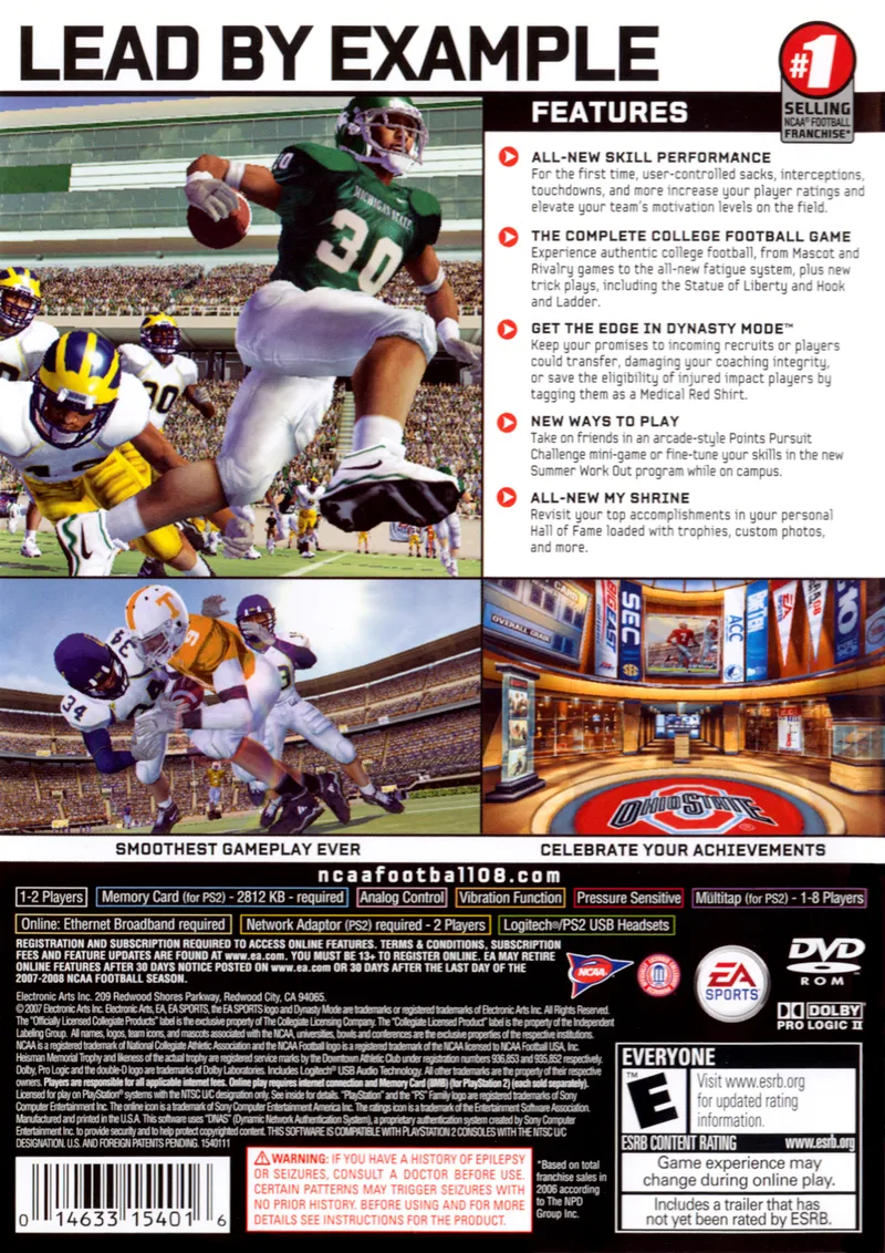NCAA Football 08 box back