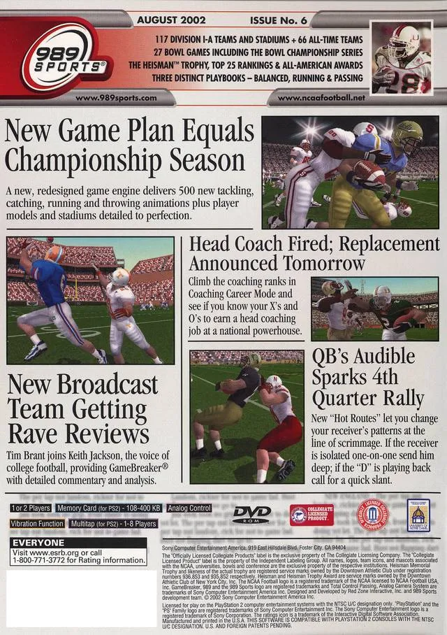 NCAA Gamebreaker 2003 box back