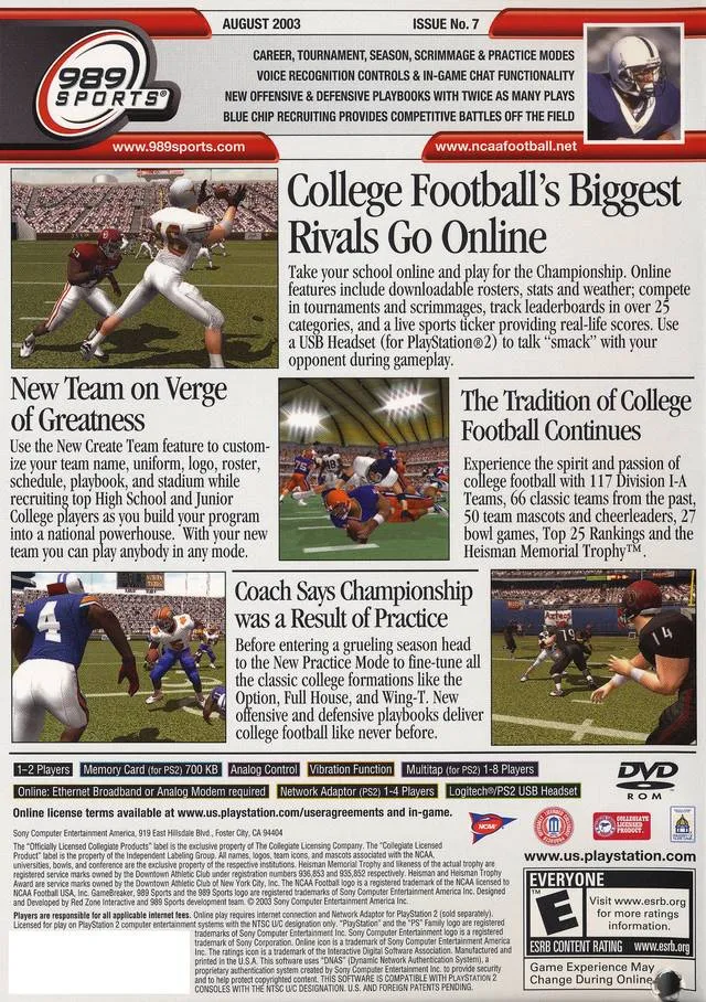 NCAA Gamebreaker 2004 box back